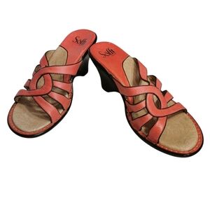 Sofft Salmon/Coral Pink Wedge Slip On Sandals - Sz 9